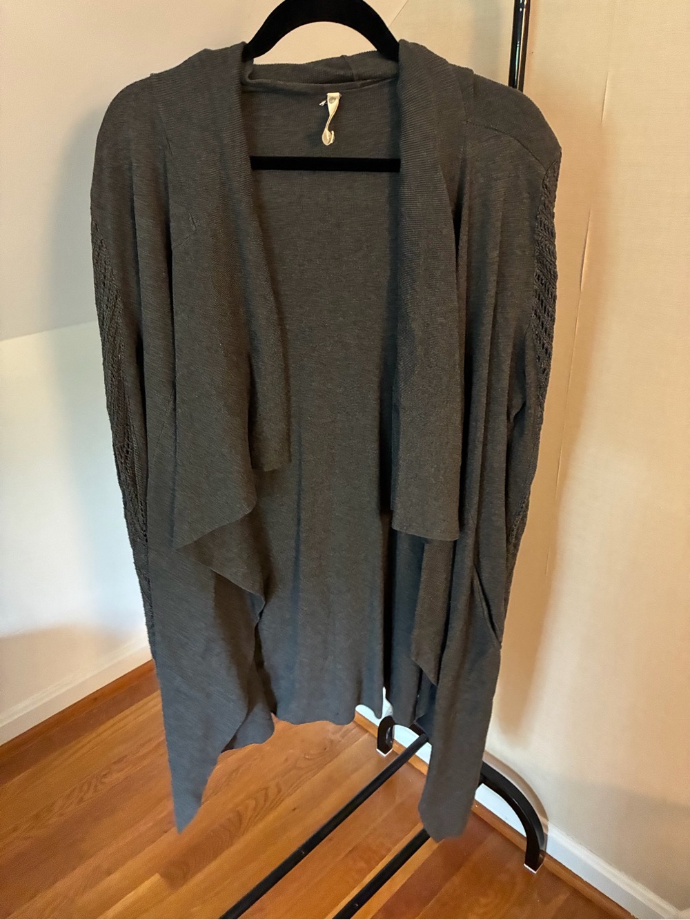 Women's Gray Open-Front Sweater - medium